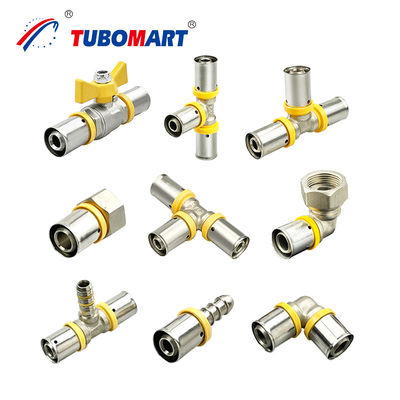 Никелевая латунь Pex Press Fittings Нажимать на соединение Без свинца Для сантехники
