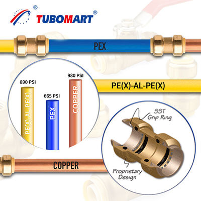Гидроническое отопление PN10 PN16 Pex Push Fittings Никельно покрытые Push To Connect Fittings