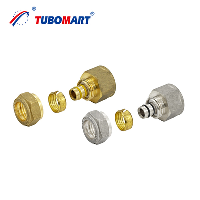 Латунные резьбовые фитинги Tubomart OEM для многослойных труб PEX AL PEX, компрессионные фитинги для воды и газа для сантехники